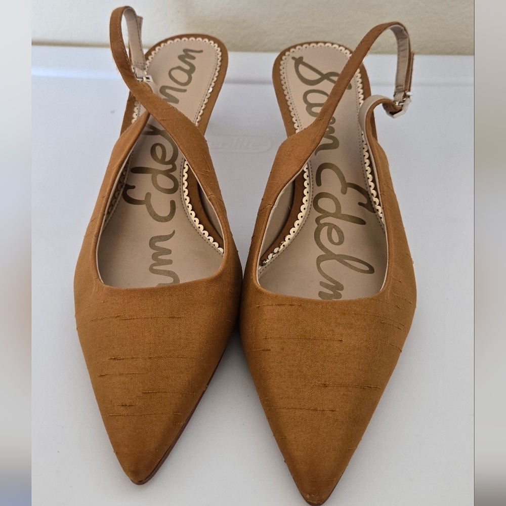 Sam Edelman Camel Brown Pointed Slingback Heels